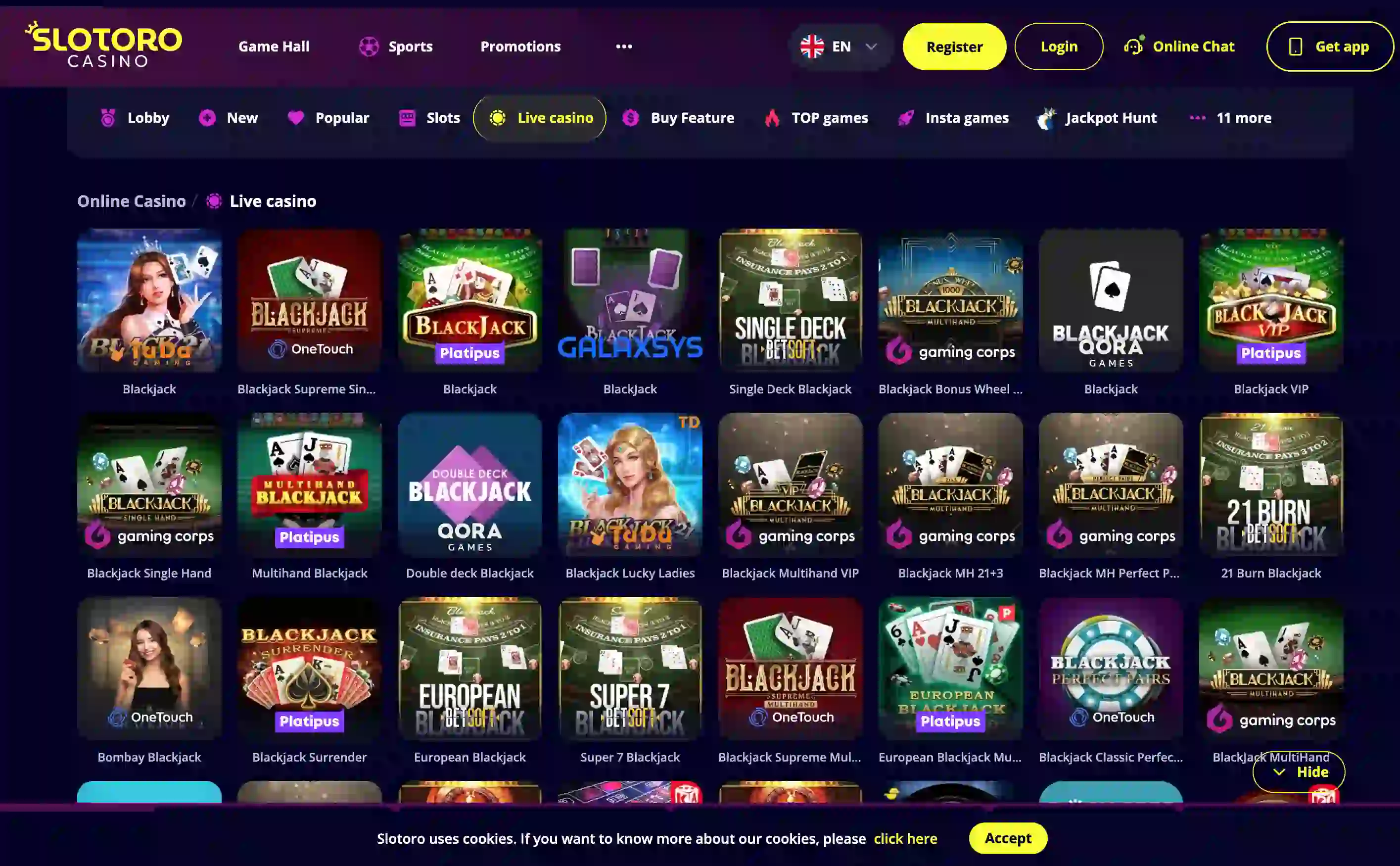 Slotoro Casino Sweden live casino-spel med Evolution och Pragmatic Play